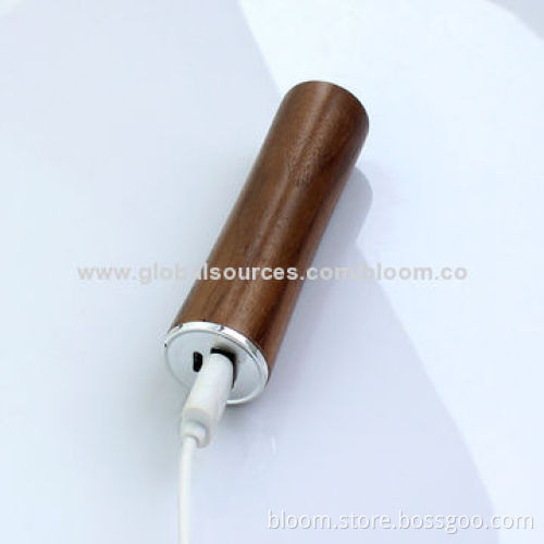 Eco-friendly Tube Power Banks, 2,200mAh, Material of Light/Red/Brown Wood